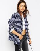 Asos Jacket With Stripe In Washed Cotton - Multi