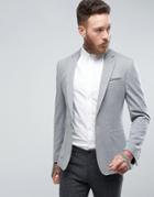 Asos Super Skinny Blazer In Gray Jersey - Gray