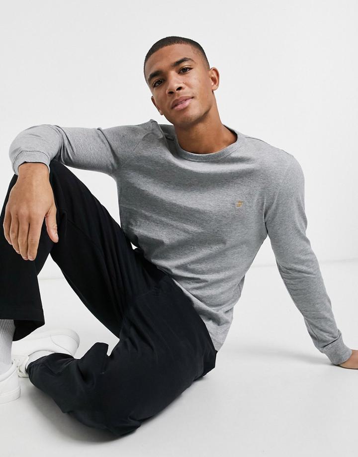 Farah Worthington Organic Cotton Long Sleeve T-shirt In Blue-blues