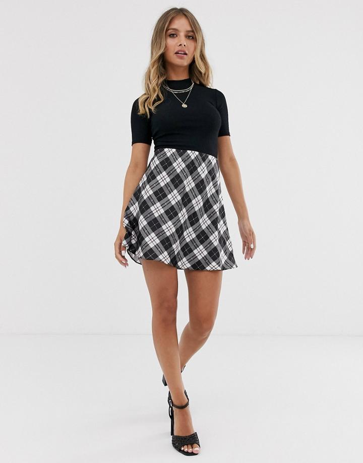 Miss Selfridge A-line Mini Skirt In Check-cream