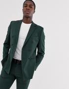 Selected Homme Slim Double Breasted Suit Jacket In Green
