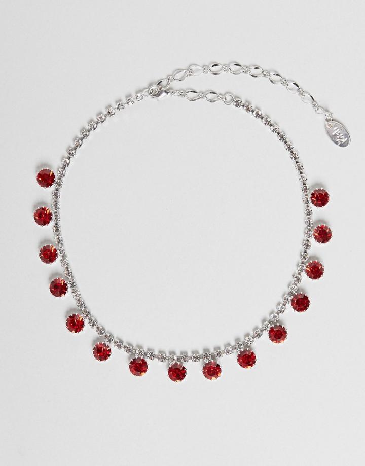 Krystal London Swarovski Crystals Hanging Drop Necklace - Red