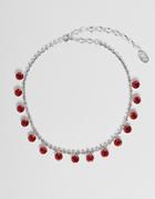 Krystal London Swarovski Crystals Hanging Drop Necklace - Red