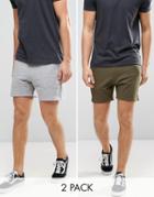 Asos Shorter Length Jersey Shorts 2 Pack Gray/khaki Save - Multi
