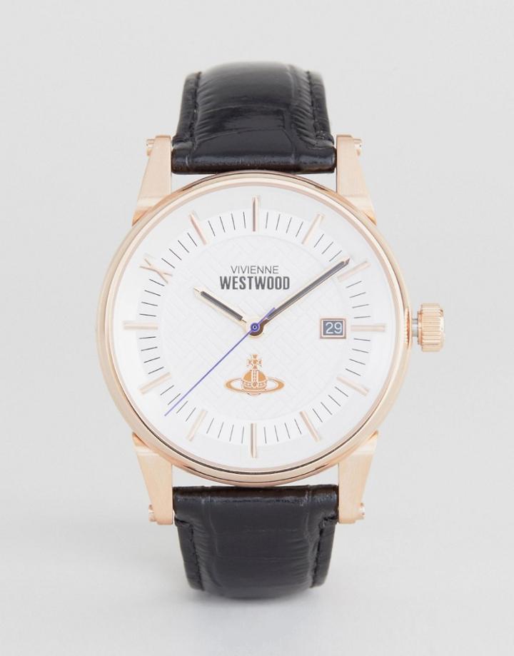 Vivienne Westwood Leather Watch In Black Vv065swhbk - Black