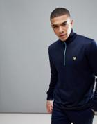 Lyle & Scott Golf Wick 1/4 Zip Mid Layer Fleece Backed Tricot Sweater In Navy - Navy