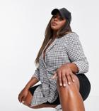 Heartbreak Plus Oversized Gingham Blazer-black