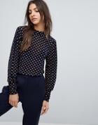 Y.a.s Polka Dot Mesh Top With High Neck - Multi