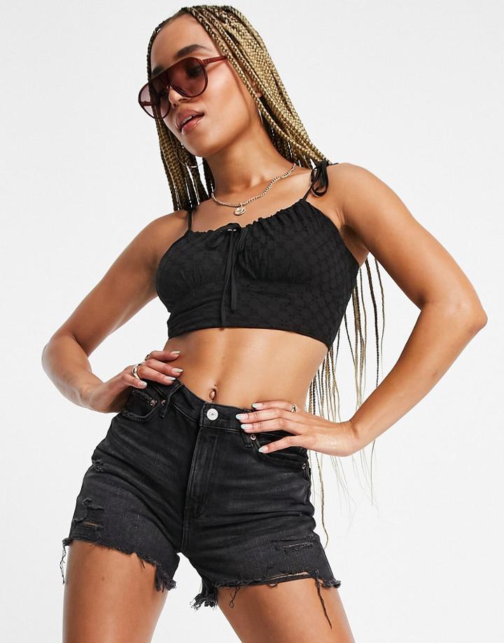 Na-kd X Sanne De Kramer Tie Detail Cami Crop Top In Black