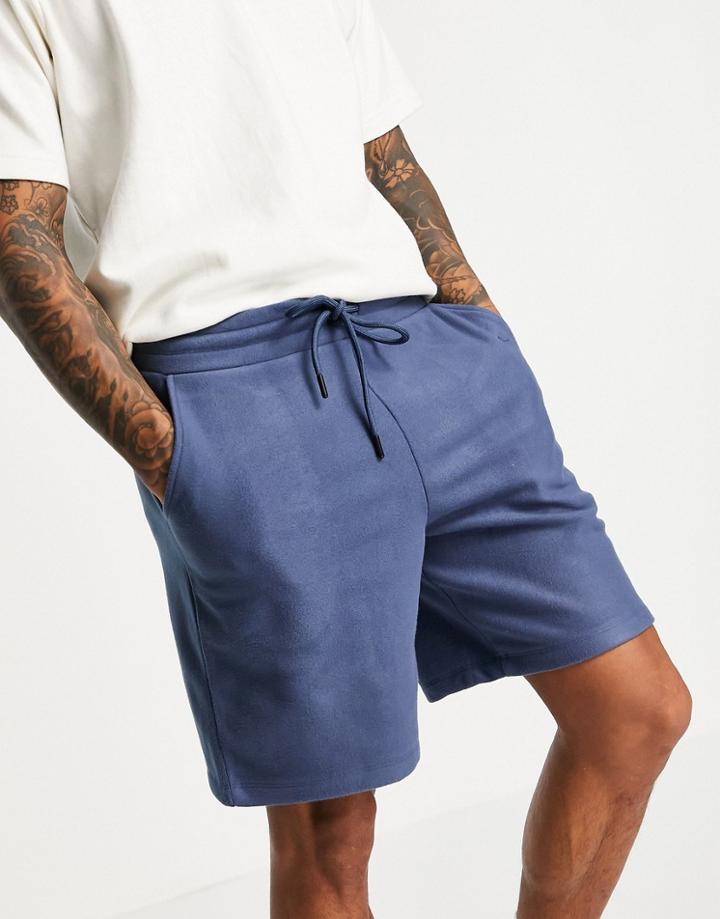 Asos Design Oversized Polar Fleece Shorts In Blue-blues