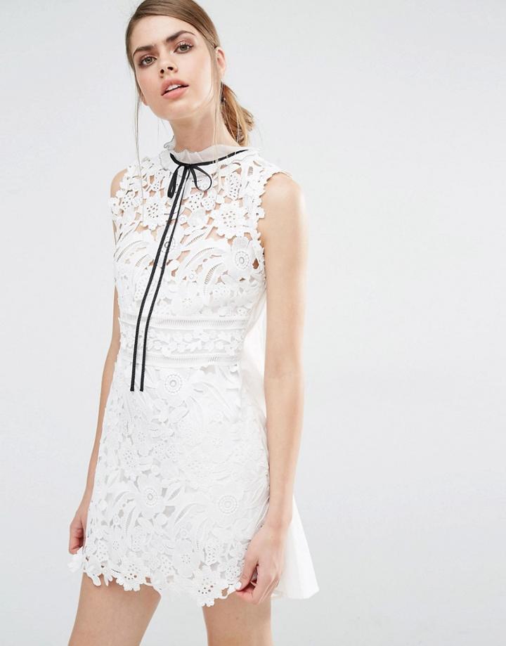 Self Portrait Watteau Back Mini Dress - White
