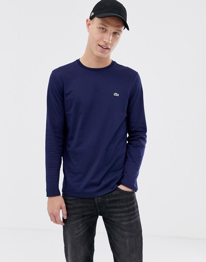Lacoste Logo Long Sleeve T-shirt In Navy