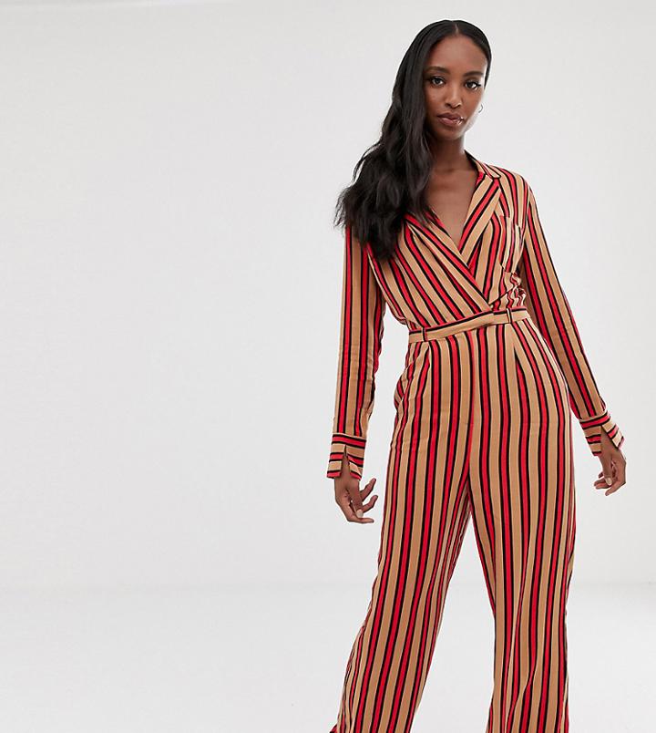 Collusion Tall Stripe Wrap Jumpsuit - Multi