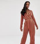 Collusion Tall Stripe Wrap Jumpsuit - Multi