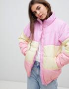 Daisy Street Padded Jacket In Pastel Rainbow Stripe - Multi