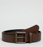 Asos Design Plus Faux Leather Wide Belt In Matte Brown With Roller Buckle - Brown
