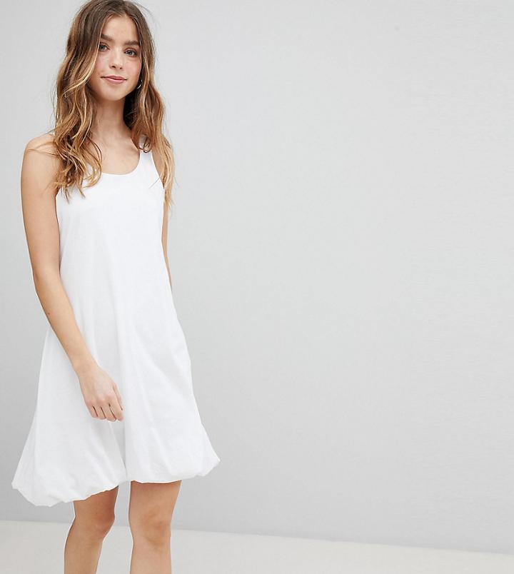 Asos Petite Mini Tank Dress With Bubble Hem - White