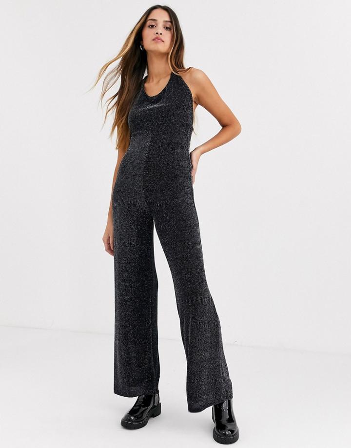 Nobody's Child Halter Neck Jumpsuit In Glitter Fabric-multi