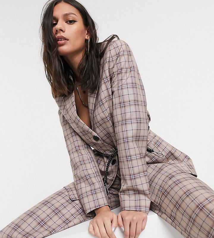 Collusion Check Blazer With Removable Belt-multi
