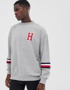 Tommy Hilfiger Sweatshirt With Forearm Stripe And H Logo In Gray - Gray