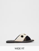 River Island Wide Fit Flat Sandals With Circle Detail In Black