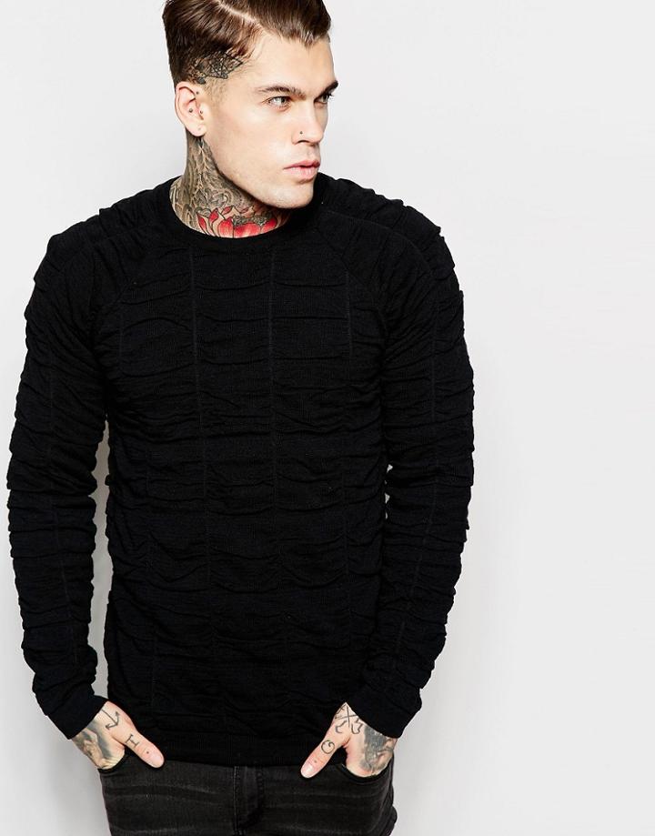 Asos Quilted Sweater - Black