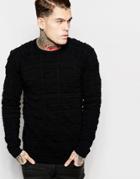 Asos Quilted Sweater - Black