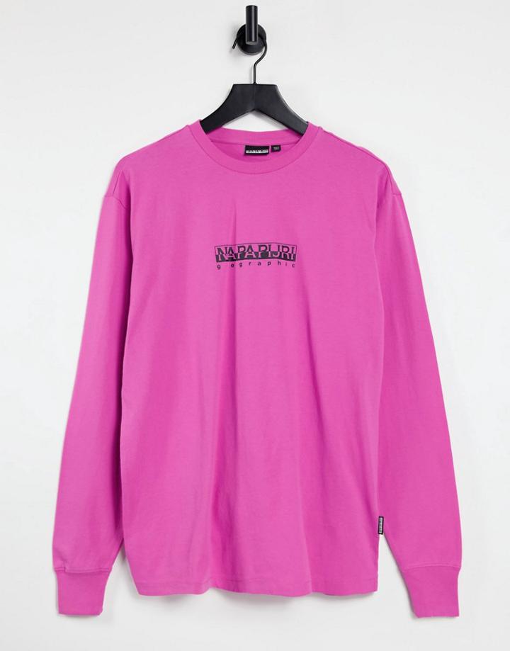 Napapijri Box Long Sleeve T-shirt In Pink