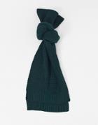 Asos Design Knitted Scarf In Olive Waffle Texture-green