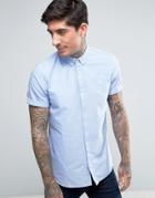 Fred Perry Short Sleeve Oxford Shirt In Blue - Blue