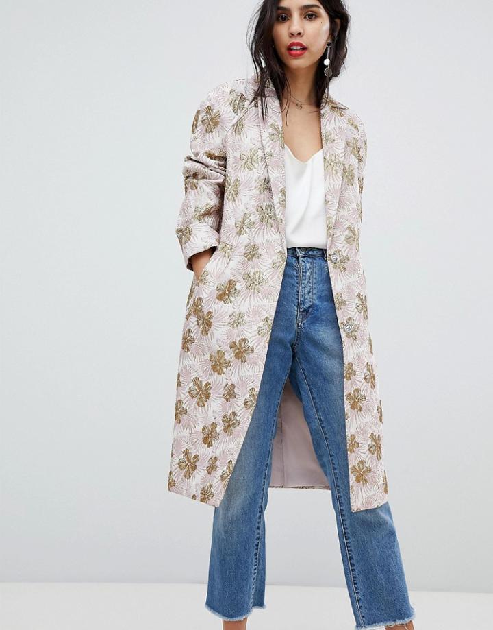 Asos Design Jacquard Slim Coat