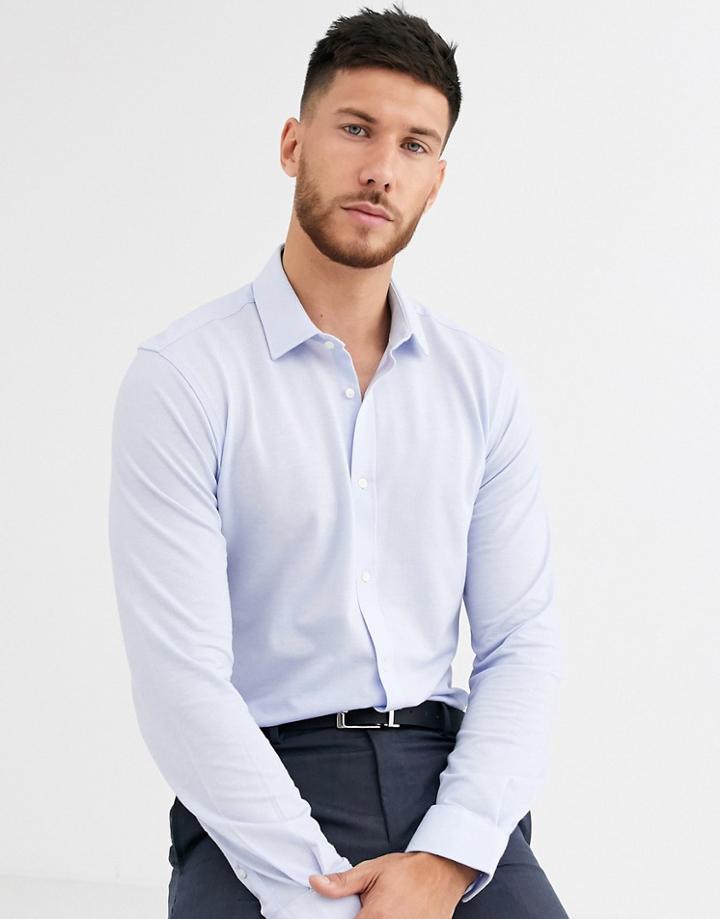 Harry Brown Pique Slim Fit Shirt-blue