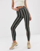 Asos Design Legging In Stripe Print-multi