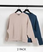 Asos Design Organic Oversized Sweatshirt 2-pack Navy/beige-multi