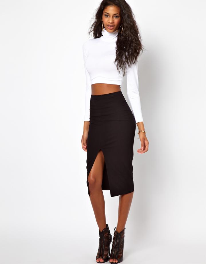 Asos Pencil Skirt With Split Front