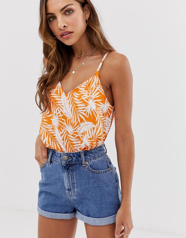 Asos Design Cami In Leaf Print - Multi