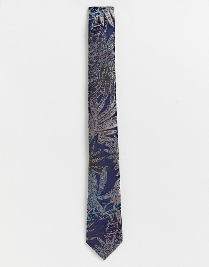 Ben Sherman Floral Printed Tie - Navy