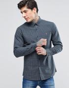 Farah Oxford Shirt With Yarn Dyed Check In Slim Fit Blue - Blue