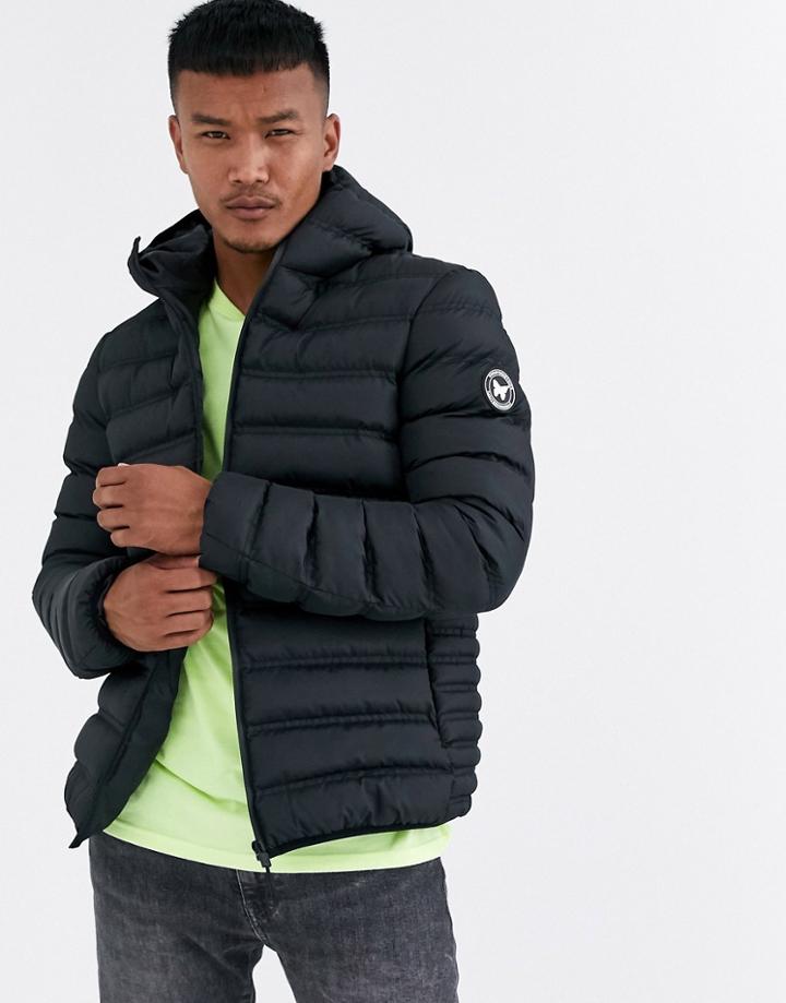 Good For Nothing Hooded Puffer Jacket In Black