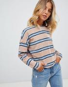 New Look Chenille Stripe Sweater - Brown