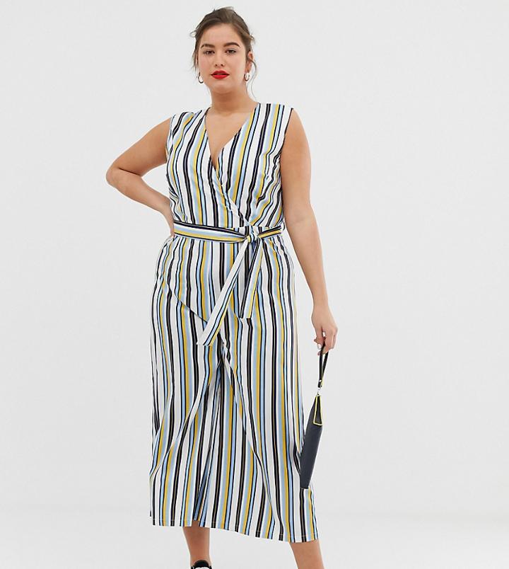 Unique21 Hero Belted Striped Jumpsuit - Multi