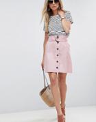 Asos Tailored Linen Paperbag Mini Skirt-pink