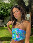 Noisy May Bandeau Scarf Lace Back Bikini Top In 70s Swirl Print - Part Of A Set-multi
