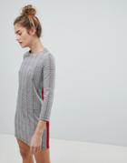 Pull & Bear Checked Jersey Dress - Gray