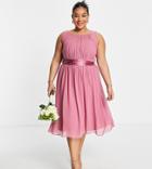 Little Mistress Plus Bridesmaid Midi Skater Dress In Dark Pink