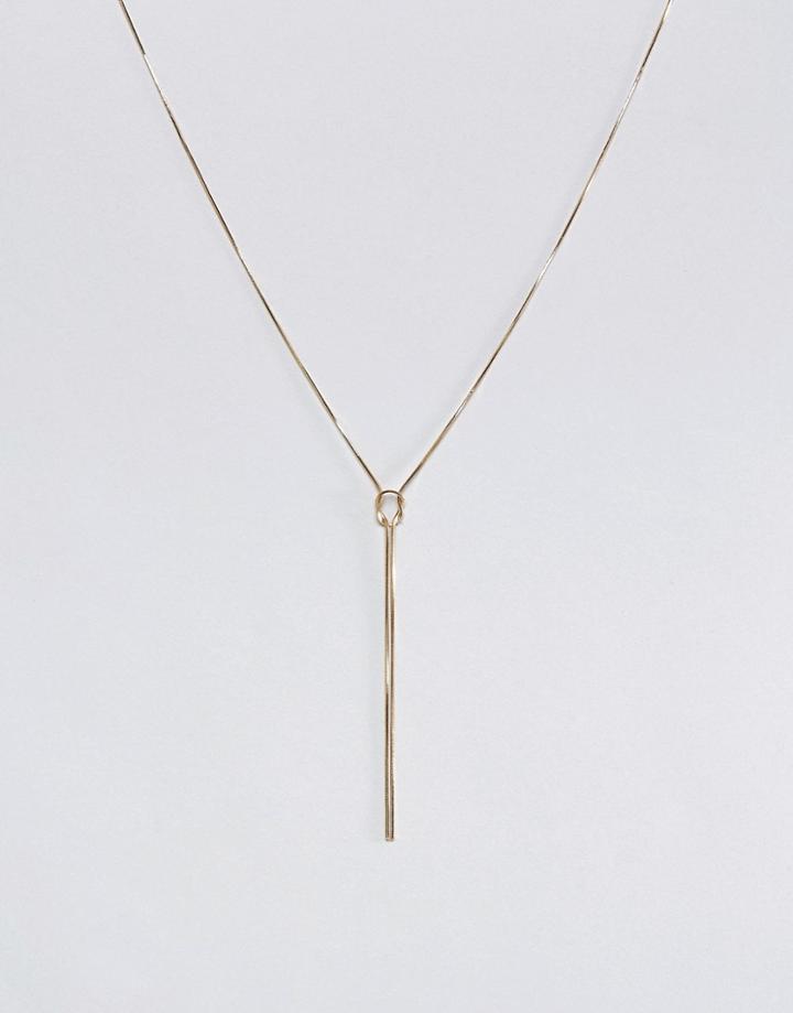 Nylon Loop Drop Necklace - Gold