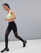 Puma Mesh Panel Leggings In Black With Iridescent Logo - Black