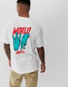 World Projects Hand Signs Back Print T-shirt In Oversized Fit-white
