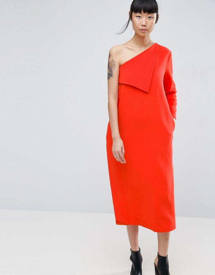 Asos White Foldover Midi Dress - White
