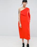 Asos White Foldover Midi Dress - White